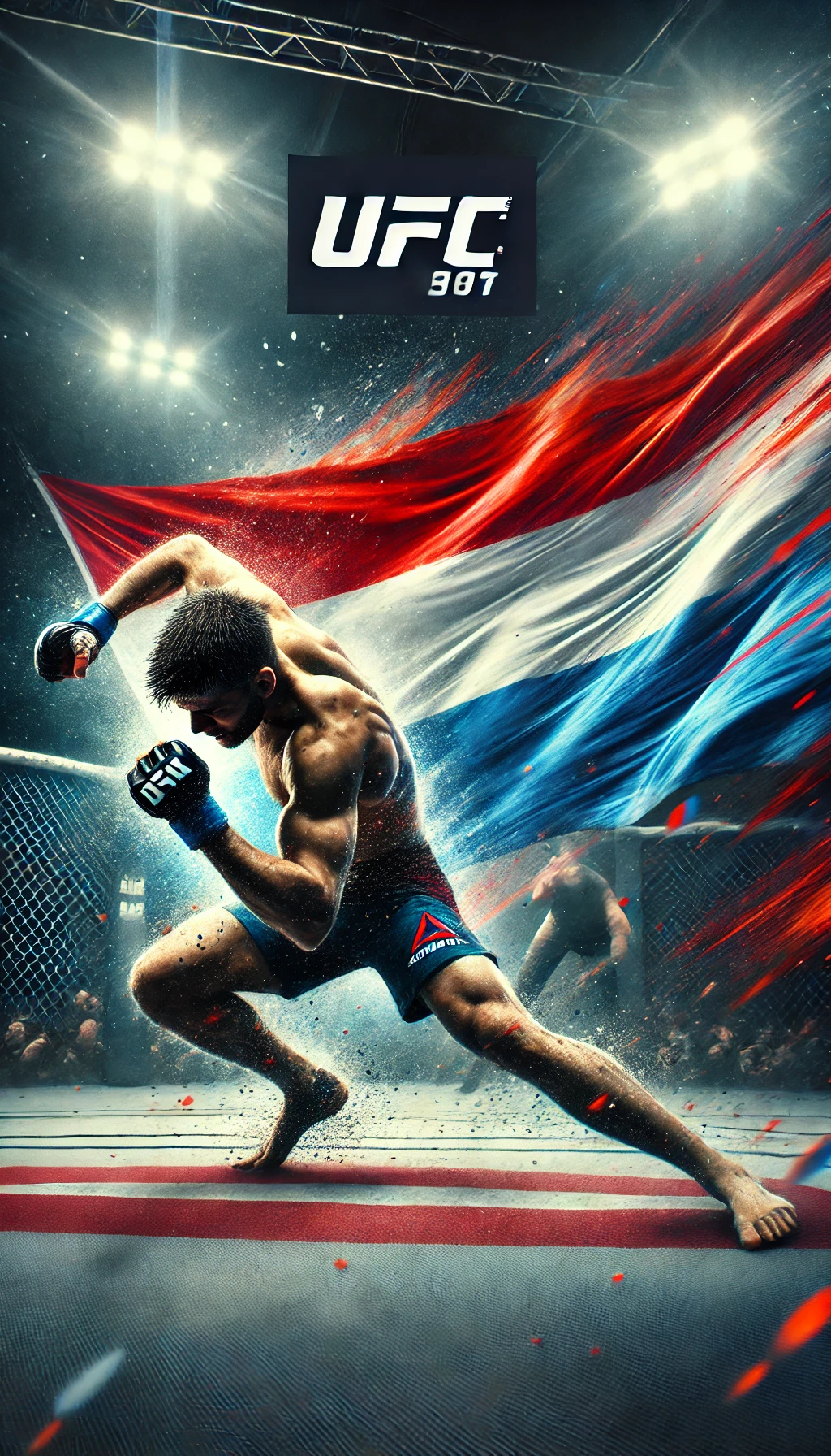 DALL·E 2025-02-18 13.33.06 - A dynamic and powerful image capturing the energy of UFC sports with a fighter in action, showing intense energy and movement in the octagon. In the b